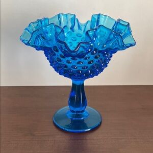 Fenton Blue Hobnail Glass Vase